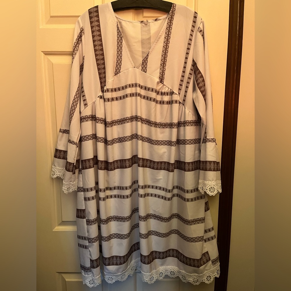 Bronze and white dress